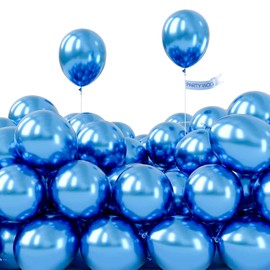PartyWoo Metallic Blue Balloons 50pcs 5 Inch Small Mini Chrome Blue Latex Balloons for Graduation Wedding Baby Shower Engagement Baby Shower Wedding Bachelorette Birthday Party Decorations Blue-G106
