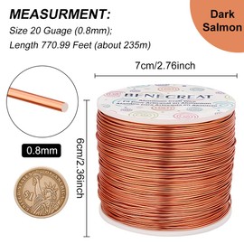 BENECREAT 20 Gauge 770FT Aluminum Wire, Anodized Jewelry Craft Making Beading Wire Colored Aluminum Craft Wire for Model Craft Decoration, Gem Wrapping, Jewelry Making -Copper
