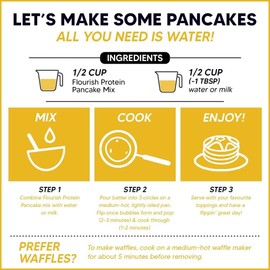 Flourish Protein Pancake & Waffle Mix, Whey Protein Isolate & Flax Seeds, Non-GMO, No Added Sugar, Superfood, High Protein & Fibre, Just Add Water – 1 kg (Buttermilk)