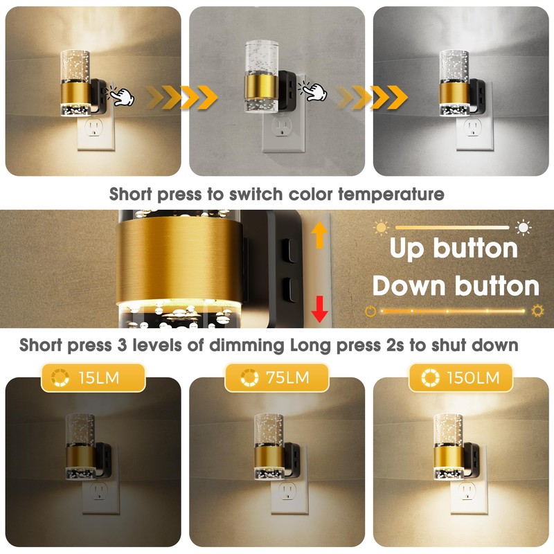 Night Lights Plug into Wall, Dimmable Night Light with Dusk-to-Dawn