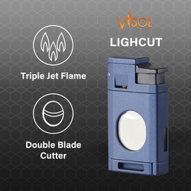 Visol LighCut Butane Torch Triple Flame Refillable Gas Lighter, Built-in Cutter, Windproof Adjustable Flame