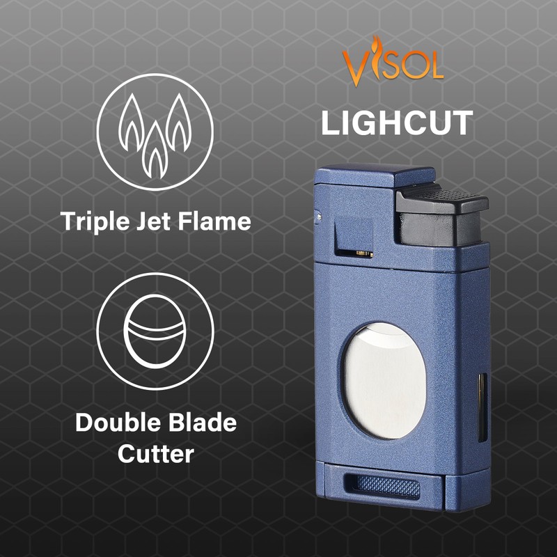 Visol LighCut Butane Torch Triple Flame Refillable Gas Lighter, Built-in