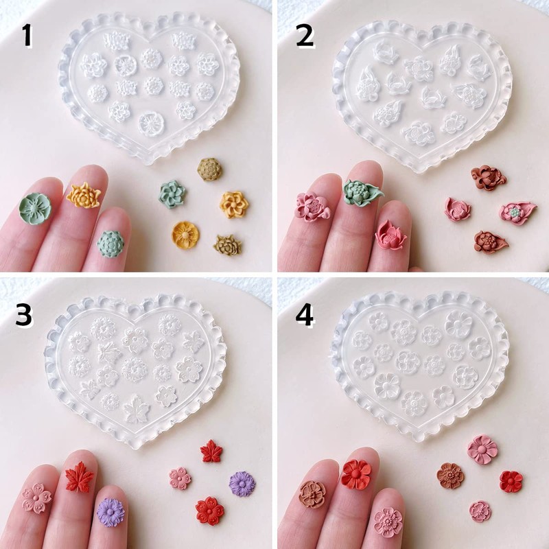 KEOKER Polymer Clay Molds - 12 Pcs Mini Floral Clay