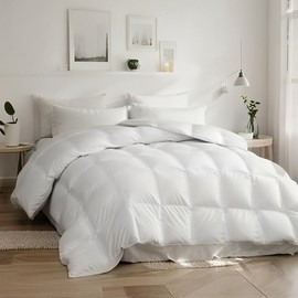 Beautyrest White Goose Down Fiber Comforter King Size,100% Cotton Light Warmth Ultra Soft Duvet Insert for Summer,Hotel Collection Hypoallergenic Bedding,106''x90''