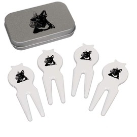 Azeeda 'French Bulldog Head' Golf Divot Tool/Repair Fork Gift Set (GO00012391)