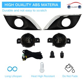 ILAMP Fog Lamps Assembly with LED Compatible with 2015-2019 Nissan Sunny/Versa,Fog Lights with Covers Harness Switch Kit Replacement for Left&Right Side Fog Lights Assembly 2Pcs NS066L