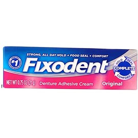 Fixodent Crema adhesiva para dentaduras postizas original, 21 g (paquete de 8)