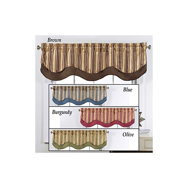 Collections Etc Classic Windsor Layered Window Valance with Scalloped Edges