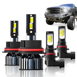 QIPEIZSP compatible with (2001-2004) FORD F-250 / F-350 / F-450 / F-550 Headlight Bulbs Bright Lights Front Bulb Kit, 9007/HB5 High/Low Beam Bulbs +9145 Fog Lights, Pack of 4