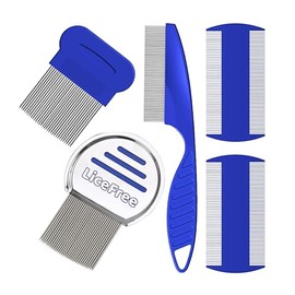 LiceFree 5-in-1 Professional Lice & Nit Comb Kit - Quick & Effective Removal, Dandruff Care | For All Hair Types (Adults, Kids & Pets) | Smooth and Grooved Metal Combs with Dual-Sided Plastic Combs