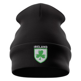 Purple Print House Embroidered Ireland Badge Beanie Hat Men Women Rugby Irish Supporters Nations Winter, One Size, Black