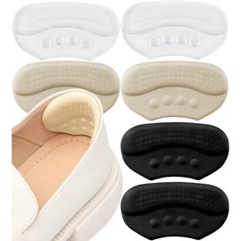 YBVABE Heel Grips Liner Cushions Inserts for Loose Shoes - 6 Pieces Gel Heel Pads Snugs for Shoe Too Big Shoes, Improved Fit and Comfort Filler for Men & Women, Stop Heel Slip and Blister (2Black&2Beige&2Transparent)
