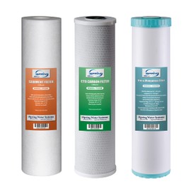 iSpring F3WGB32BM 4.5” x 20” 3-Stage Whole House Water Filter Set Replacement Pack with Sediment, CTO Carbon Block, and Iron & Manganese Reducing Cartridges Fits WGB32BM, White (Pack of 1)