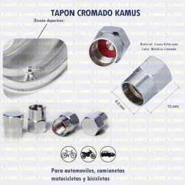 4pz Tapon Metalico Cromado P Válvula Llanta Moto Auto Bici                                                                                            