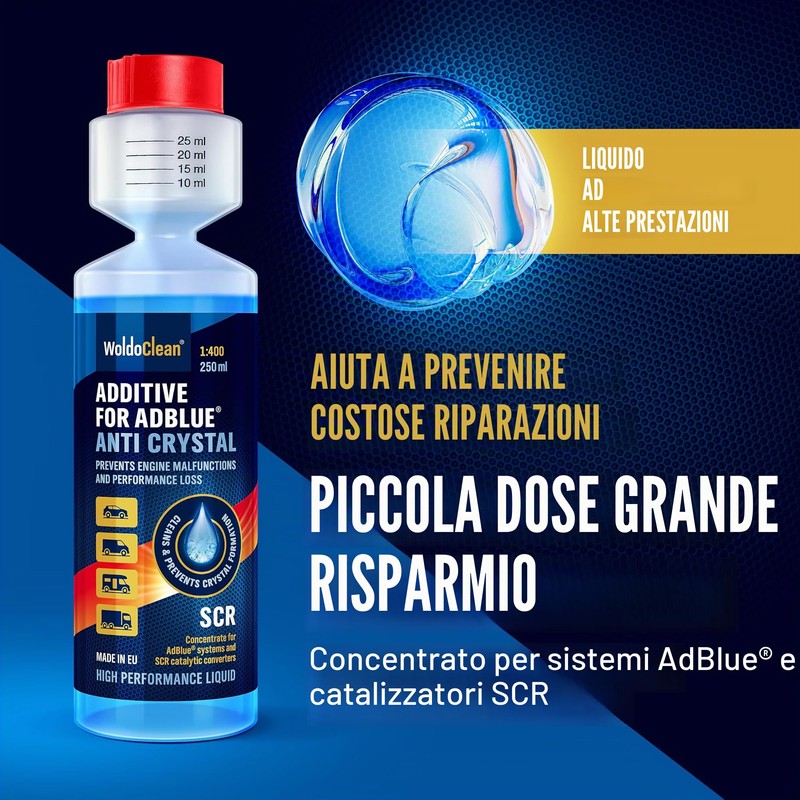 WoldoClean Additivo AdBlue Anticristallizzante 250 ml - Detergente SCR e