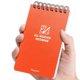 POPYOLA 1 Pack Waterproof Pocket Notebook, 3x5 Pocket Notepad, All Weather Mini Spiral Notepad, Write in the Rain Police Notepad with 100 Squared Pages for Outdoor Home Office School, Orange