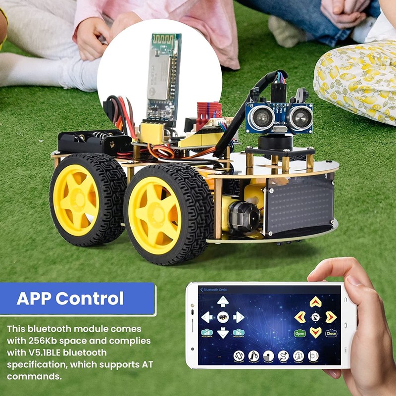 KEYETSUDIO 4WD Smart Coding Robot Car Kit for Arduino, Arduino