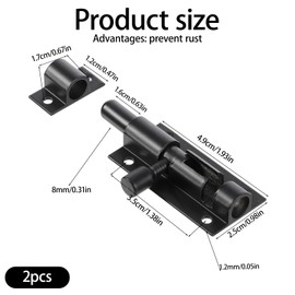 Ptwola 2 Pcs 2 Inch Barrel Bolt Latch Durable Slide Latch Lock for Mini Gate, Garage, and Interior Doors