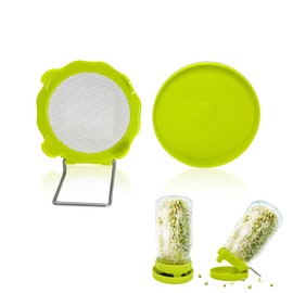 HANTUSWUS Sprouting Lids, Mason Jar Lids Wide Mouth-Sprouting Trays For Sprouts-Sprouts Growing Kit，Can Be Placed Vertically Or Diagonally
