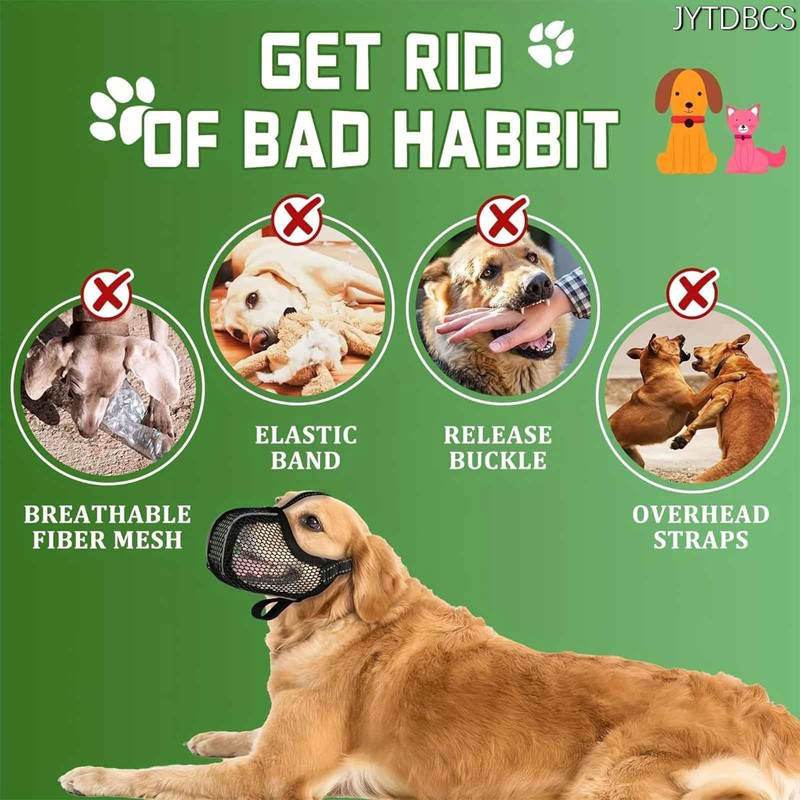 JYTDBCS Anti-bite dog muzzle Mesh cloth breathable anti-barking anti-eating pet