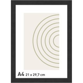 accent by nielsen Black Wooden Photo Frame 21 x 29.7 cm (A4) Document Frame for Hanging Portrait & Landscape Format Real Glass Velino