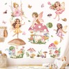 decalmile Wall Sticker Fairy Flowers Children's Room Wall Sticker Pink