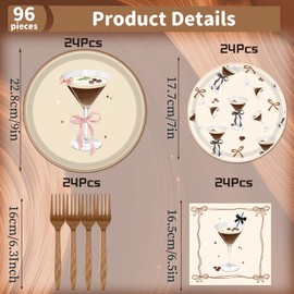 Gameza Espresso Martini Birthday Decor - 96PCS A Tiny Bit Older Paper Plates and Napkins, Disposable Tableware Decoration Espresso Martini Bar Themed Forks Supplies, Serve 24