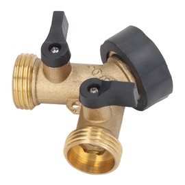 Depisuta Brass Garden Hose Splitter, 2 Way Solid Brass Hose Y Splitter with Plastic Valve Switch, 3/4in Thread and 2 Washers for Watering and Irrigation