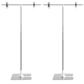 2Pcs T-Sign Adjustable Posters Banner Stand, Aluminum Alloy Display Banner Holder for Supermarket Shop Floor Table (Model A)