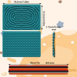 Sensory Activity Board, 2 Pcs Double Side Silicone Sensory Mats with 24 Strings, Autism Sensory Toys Products for Kids 3+ Adults ADHD, Calm Down Toy Gifts for Birthday Thanksgiving Christmas