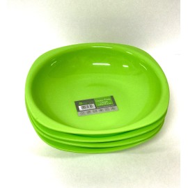 ECO Reusable Unbreakable Colourful Plastic Deep Dinner Plate Set-of-4 - Shatterproof - 100% Food Safe - Perfect for Camping, Indoors, Outdoors, and picnics (Green, Large)