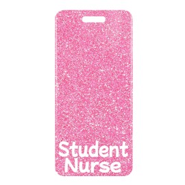 Bling Student Nurse Badge Buddy Card Holder Pink Medical Badge Buddies Reel Hospital Nurse Accessories ID Name Cards for Nursing Student Work Glitter Vertical Identification Tags