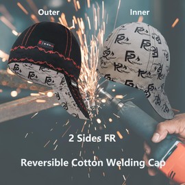 Fullsheild Reversible Welding Cap Flame Resistant CAT 2 Protective FR Welder Hats 6 Pannel Midweight Printed for Men Women 7 3/4
