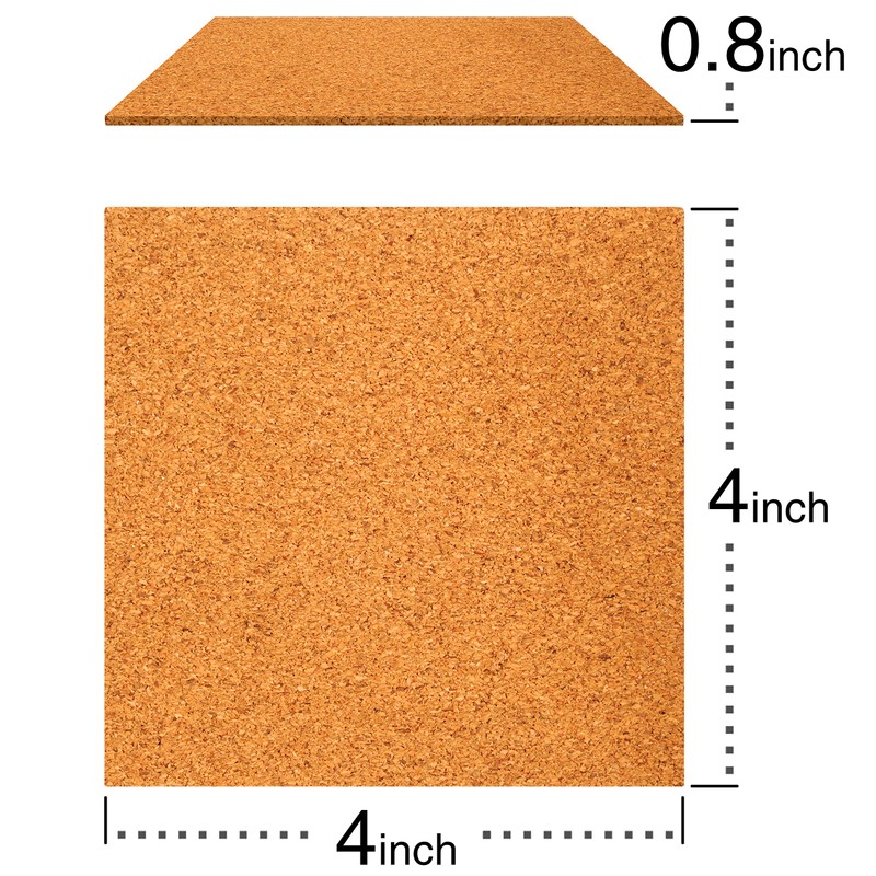 VViViD Adhesive Backed 4 Inch Square 0.08 Inch Thick Cork