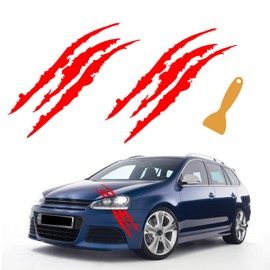 Damwot 2PCS Claw Mark Animal Print Stickers, Red, PVC, Wild Style, Suitable for Cars, SUVs, Pickup Trucks, Motorcycles & More