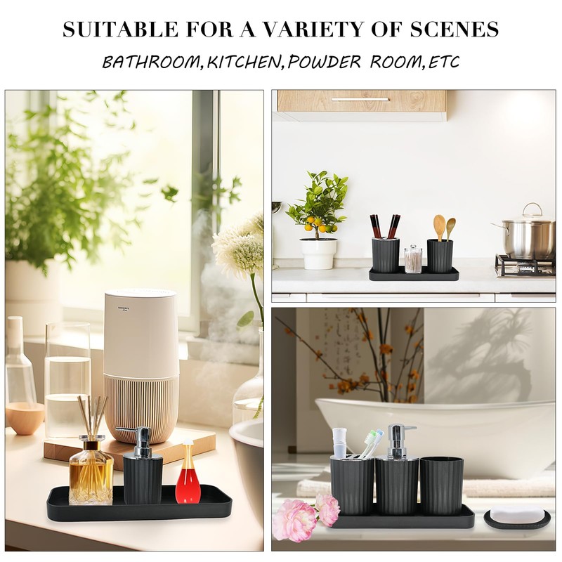 Black Bathroom Accessories Set, 9-Piece Bathroom Accessory Sets Complete with