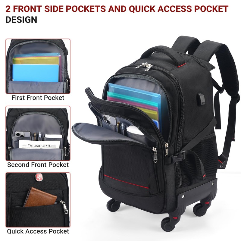 StarCloud 4-Wheel Checked Rolling Backpack 55L (24x15x9in): Extra-Large Roller Travel