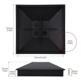 6 Pcs 4x4 Wood Fence Post Caps (3.5inx3.5in), PNXKTXO Black Plastic UV Water Proof Post Cap Covers Kit for Fences or Decking