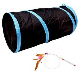 iCAGY Cat Tunnel for Indoor Cats Interactive, Rabbit Tunnel Toys, Pet Toys Play Tunnels for Cats Kittens Rabbits Puppies Crinkle Collapsible Pop Up Black 20"