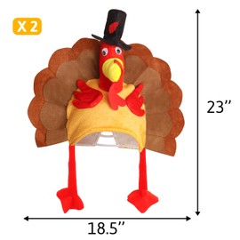 Fancy Land 2 Pcs Thanksgiving Turkey Hats Turkey Head Costume Plush Gobbler Hat for Thanksgiving Dress Up Party Headwear