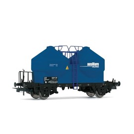 Rivarossi HR6573 FS 2-axle silo wagon 2 domes Ausiliare blue livery Rolling Stock - Wagons