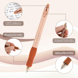 Mabor Pack of 8 Erasable Ballpoint Pens, Erasable Gel Pens, Cute Rollerball Pen with Eraser Head, Erasable Pens, Two-Tone Ink for Office Supplies, School Supplies, 0.5 mm (Black Blue)