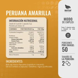 Maca Amarilla Peruana 100 Cápsulas, Energía, Vitalidad y Resistencia Física, Calidad Premium Sabor Natural