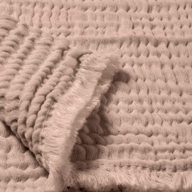 nordic coast company® Muslin Blanket Baby Swaddling Blanket Fringe Baby Blanket Muslin Muslin Cloth Swaddling Cloth Burp Cloth Muslin (Dusky Pink)