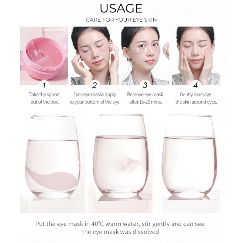 Under Eye Patches 50 Pads Collagen Eye Mask Sakura Gel