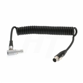 HangTon TVLogic Alphatron EVF Monitor Coiled Cable Right Angle 0B 2 Pin to Mini XLR 4 Pin for Alexa Camera 12V