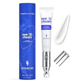 Crema para debajo de los ojos con cafena, crcuma y cido hialurnico, aplicador vibratorio y mucina de caracol, tratamiento antienvejecimiento para...  