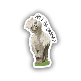 StickerLad ""Am I The drama"" Llama 3 in. Sticker for Laptop Wall Car Window Bumper Guitar Refrigerator Car Body Folders Vehicle Tailgates, White