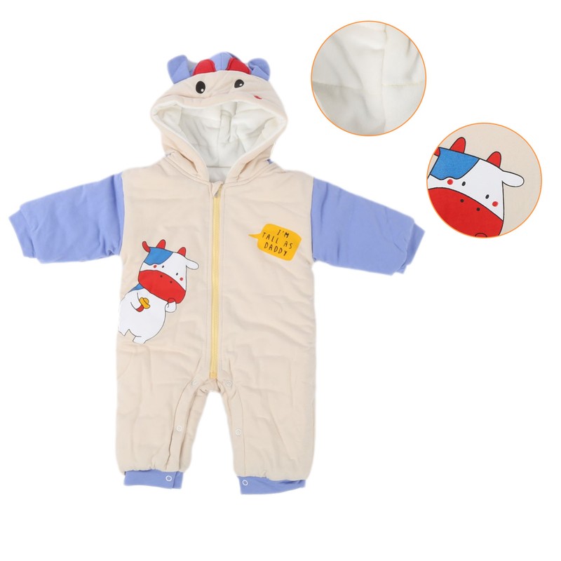 Winter Thickening Baby Cartoon Romper Children Infant Baby Hooded Romper
