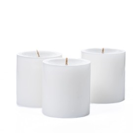 Richland Set of 3 White Pillar Candles 3" x 3" Unscented for Weddings Home Holidays Relaxation Spa Church…